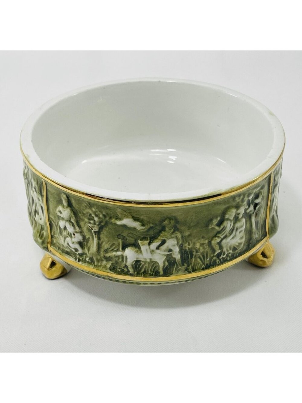 Vintage Capodimonte Italy Cherub Ashtray Angle Porcelain Tray Bowl Dish Embossed